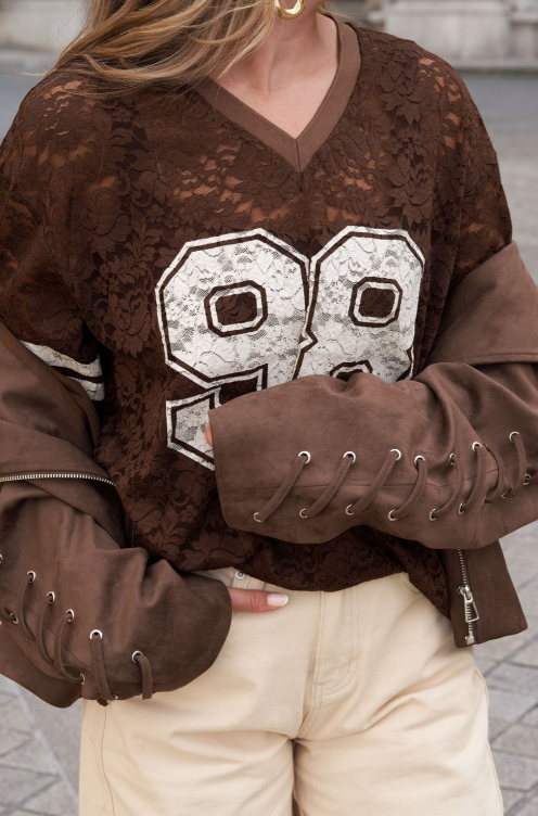 Team 98 Lace Shirt- Brown