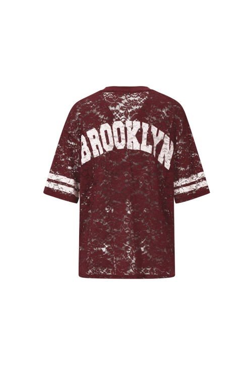 Team 98 Lace Shirt- Wine Red